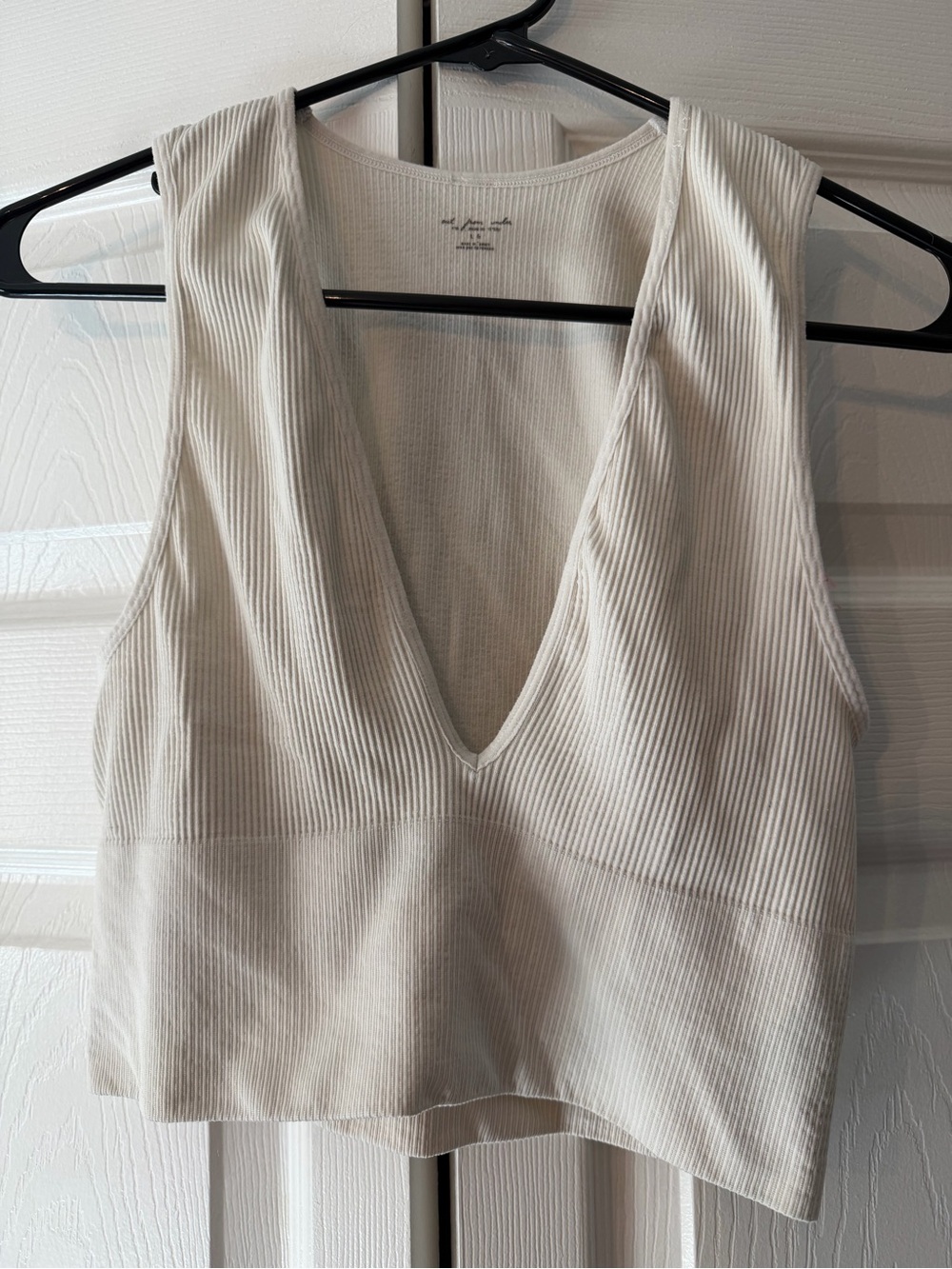 Urban Outfitters out from under Cream Ribbed Deep V Cropped Tank